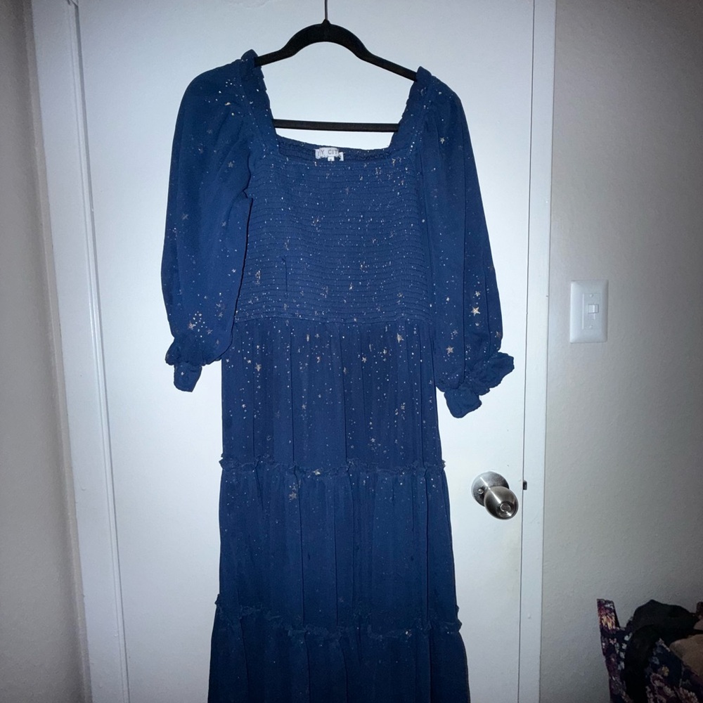 Ivy City Co Navy Long Sleeve Dress